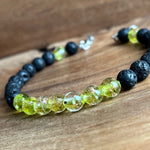 Load image into Gallery viewer, Aurora Glass | Light Green &amp; Lava Stone Aromatherapy Diffuser Bracelet
