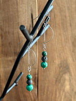 Load image into Gallery viewer, LJ Turtle Aromatherapy &amp; Accessories Leadership| Malachite &amp; Lava Stone Aromatherapy Diffuser Earrings
