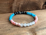 Load image into Gallery viewer, LJ Turtle Aromatherapy &amp; Accessories Transgender Pride | White Jade, pink, blue &amp; Lava Stone Aromatherapy Diffuser Bracelet
