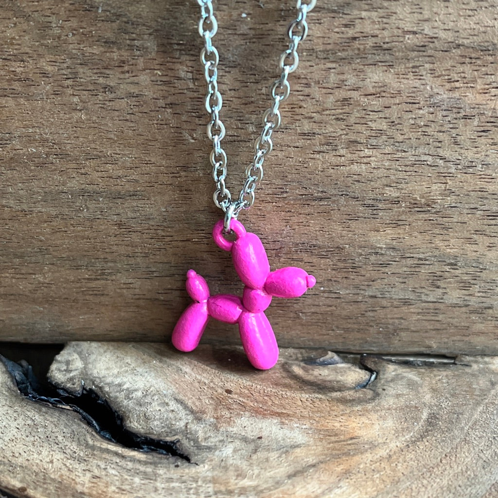 Hot Pink Balloon Dog Essential Oil Necklace