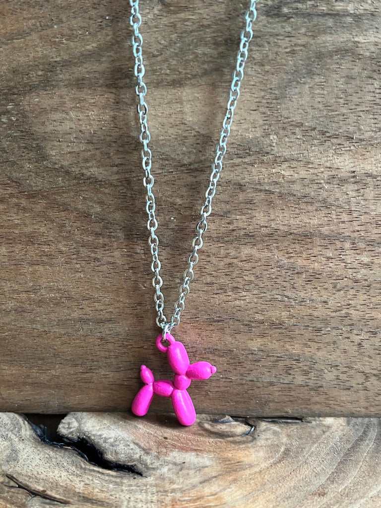 Hot Pink Balloon Dog Essential Oil Necklace