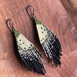 Load image into Gallery viewer, Beaded Fringe Earrings | Forest, Silver &amp; Spinel Crystals
