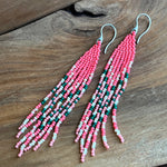 Load image into Gallery viewer, Beaded Fringe Earrings | Pinks and Green
