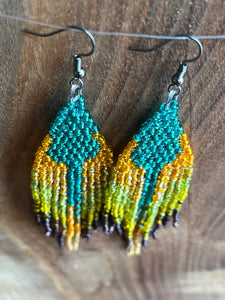 Beaded Fringe Earrings | Turquoise and Brights