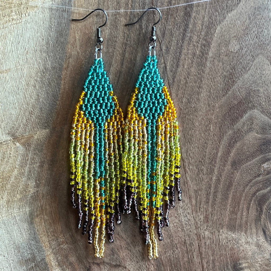 Beaded Fringe Earrings | Turquoise and Brights