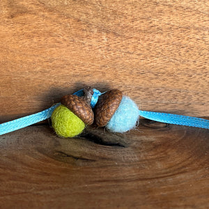 Tiny Double Felted Acorn | Baby Blue & Green | Aromatherapy Diffuser