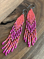 Load image into Gallery viewer, Beaded Fringe Earrings | Peach and Pinks
