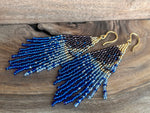 Load image into Gallery viewer, Beaded Fringe Earrings | Blue and Maroon
