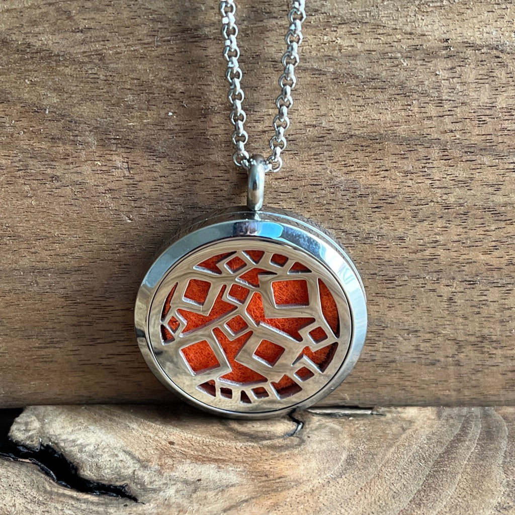 Abstract Squares | Stainless Steel Aromatherapy Diffuser Pendant