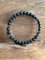 Load image into Gallery viewer, Aurora Glass | Black &amp; Lava Stone Aromatherapy Diffuser Bracelet
