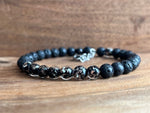 Load image into Gallery viewer, Aurora Glass | Black &amp; Lava Stone Aromatherapy Diffuser Bracelet

