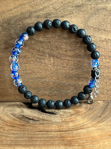 Aurora Glass | Dark Blue & Lava Stone Aromatherapy Diffuser Bracelet