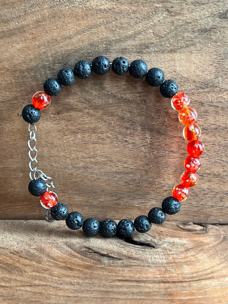 Aurora Glass | Red & Lava Stone Aromatherapy Diffuser Bracelet