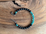 Load image into Gallery viewer, Aurora Glass | Light Blue &amp; Lava Stone Aromatherapy Diffuser Bracelet
