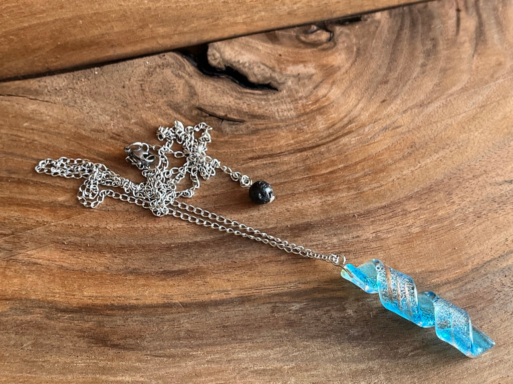 Handblown Glass | Aromatherapy Diffuser Pendant | Light Blue
