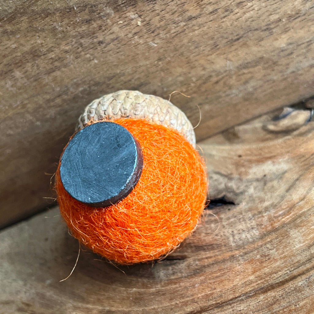 Orange Acorn Magnet | Felted Essential Oil Diffuser