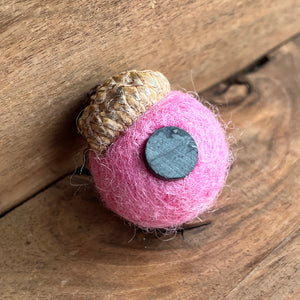 Pink Acorn Magnet | Felted Essential Oil Diffuser