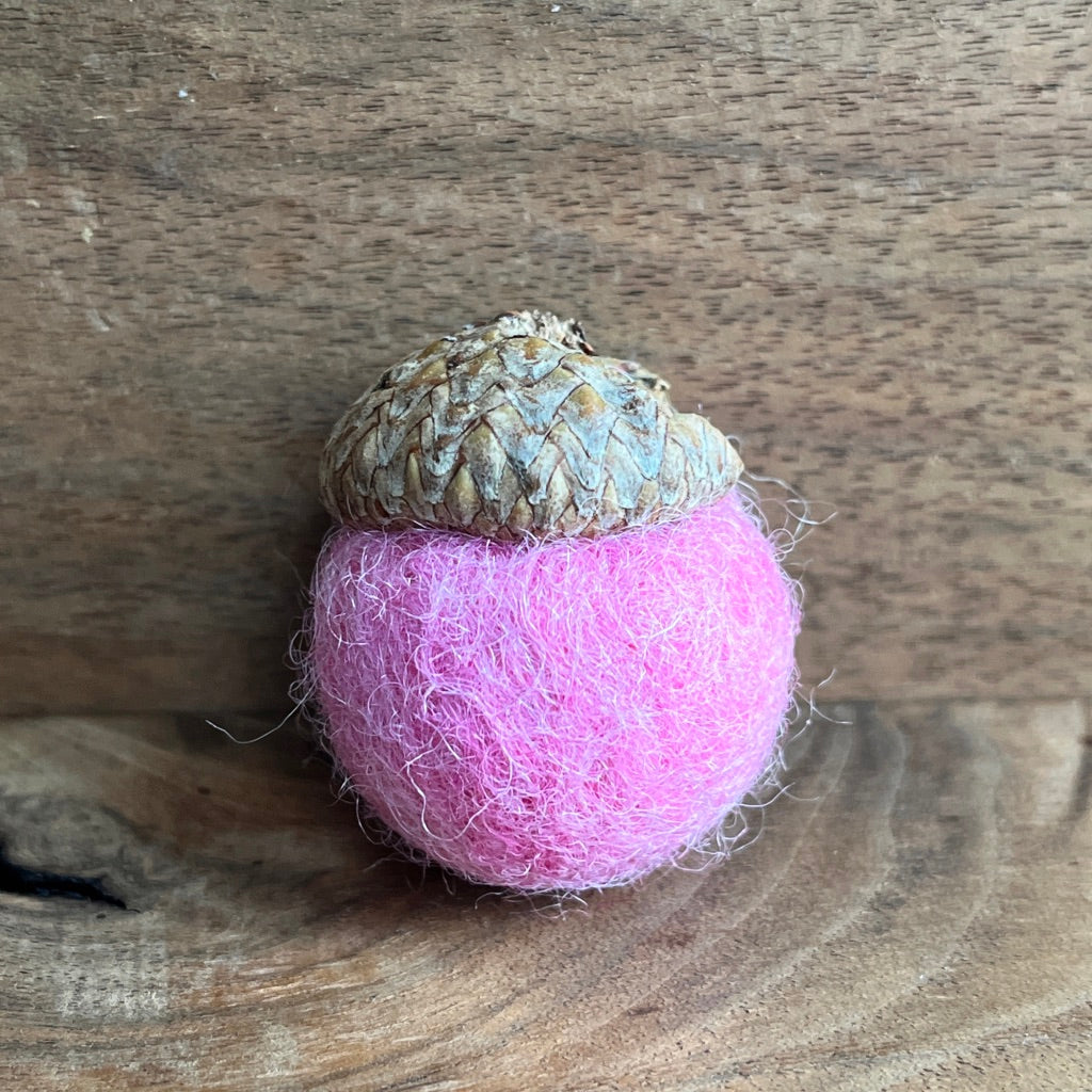 Pink Acorn Magnet | Felted Essential Oil Diffuser