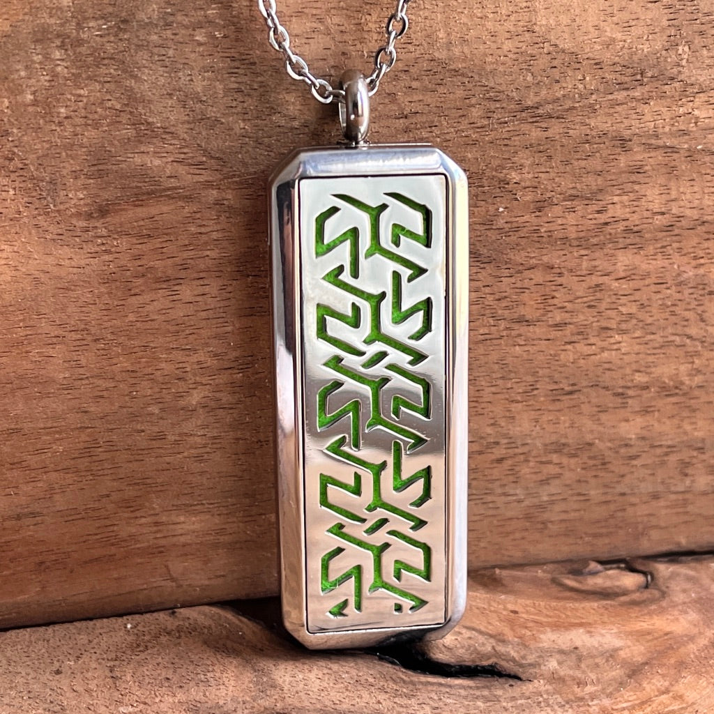 ZigZags Rectangle | Stainless Steel Aromatherapy Diffuser Pendant