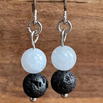 Load image into Gallery viewer, LJ Turtle Aromatherapy &amp; Accessories Earrings Calms Emotions | Aquamarine &amp; Lava Stone Aromatherapy Diffuser Earrings
