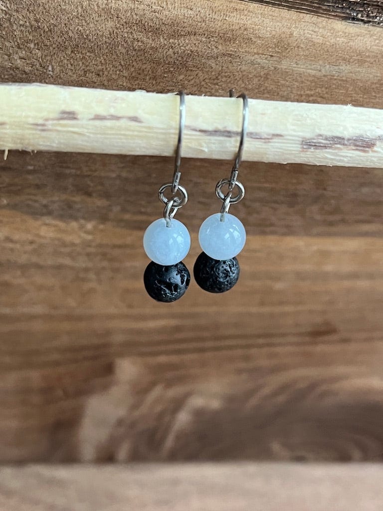 LJ Turtle Aromatherapy & Accessories Earrings Calms Emotions | Aquamarine & Lava Stone Aromatherapy Diffuser Earrings