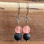 Load image into Gallery viewer, LJ Turtle Aromatherapy &amp; Accessories Earrings Concentration | Cherry Quartz &amp; Lava Stone Aromatherapy Diffuser Earrings
