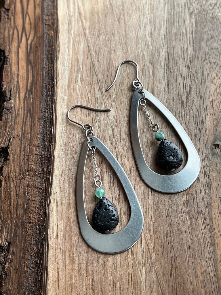 LJ Turtle Aromatherapy & Accessories Earrings Copy of d d & d | Amethyst & Peridot Lava Stone Aromatherapy Diffuser Earrings