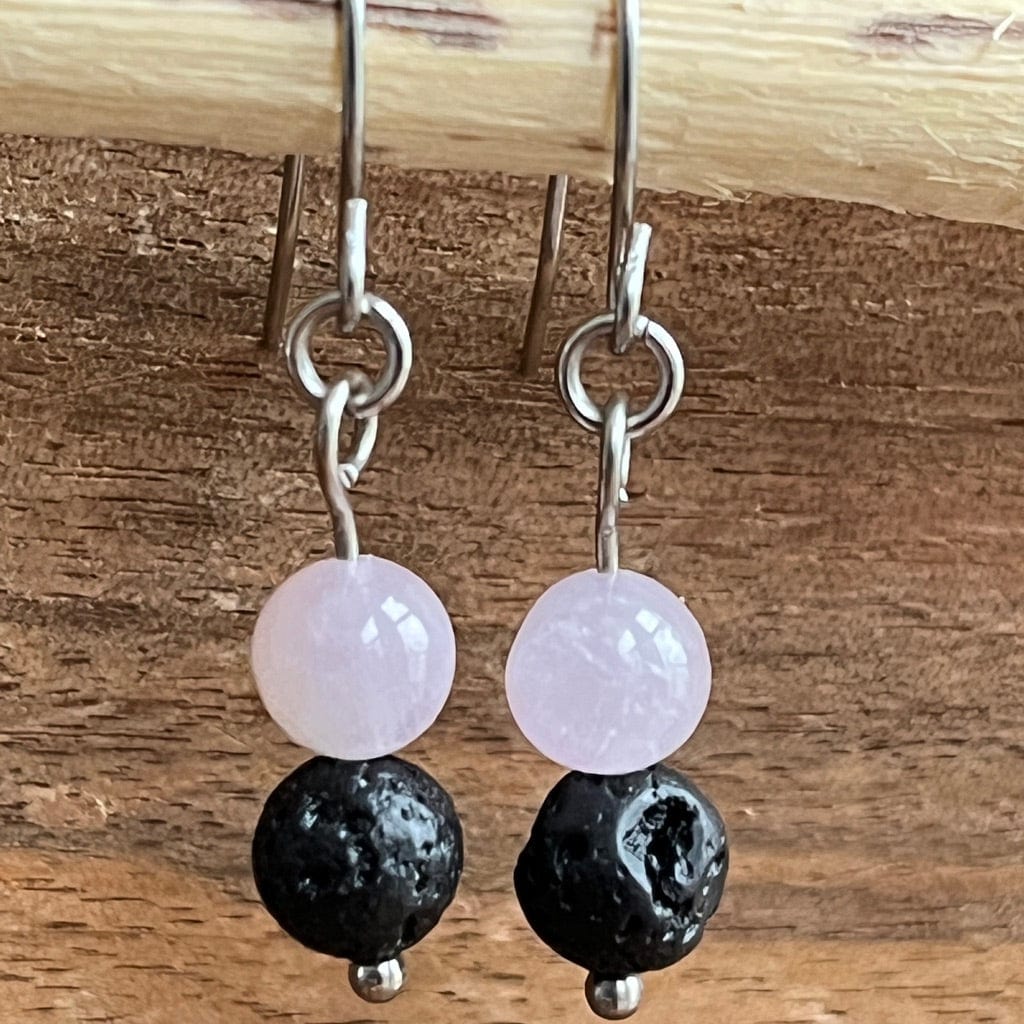 LJ Turtle Aromatherapy & Accessories Earrings Heals physical blockages | Kunzite & Lava Stone Aromatherapy Diffuser Earrings