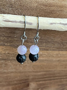 LJ Turtle Aromatherapy & Accessories Earrings Heals physical blockages | Kunzite & Lava Stone Aromatherapy Diffuser Earrings