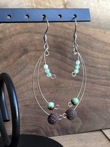 LJ Turtle Aromatherapy & Accessories Earrings Hope and Prosperity | Chrysoprase & Lava Stone