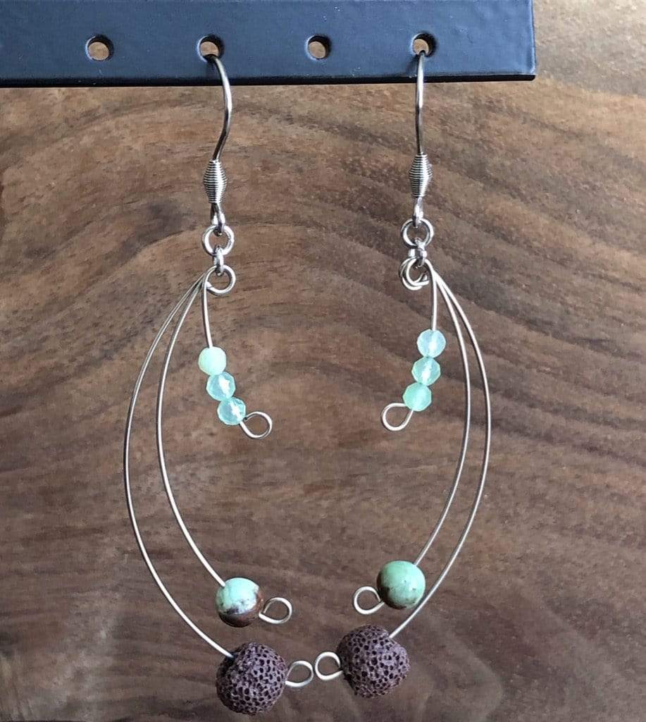 LJ Turtle Aromatherapy & Accessories Earrings Hope and Prosperity | Chrysoprase & Lava Stone