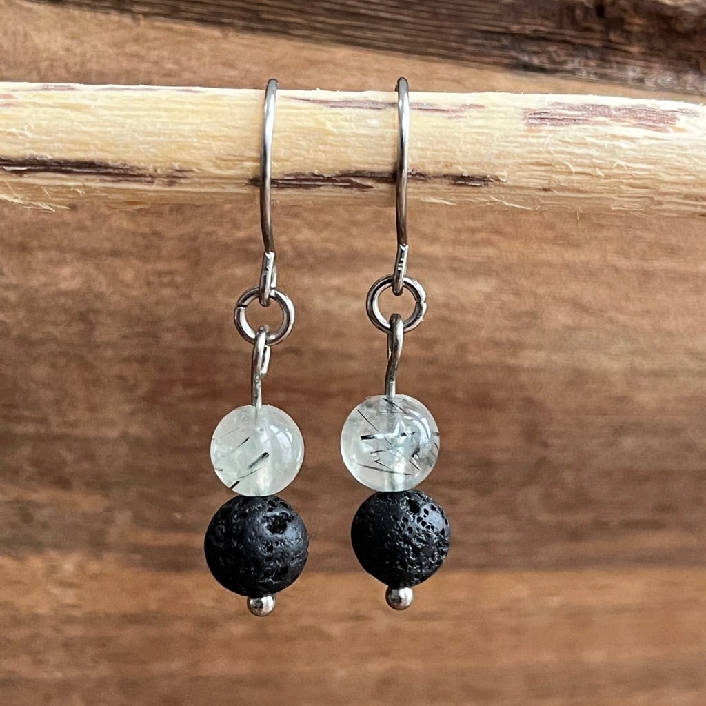 LJ Turtle Aromatherapy & Accessories Earrings Inner Peace | Prehnite & Lava Stone Aromatherapy Diffuser Earrings