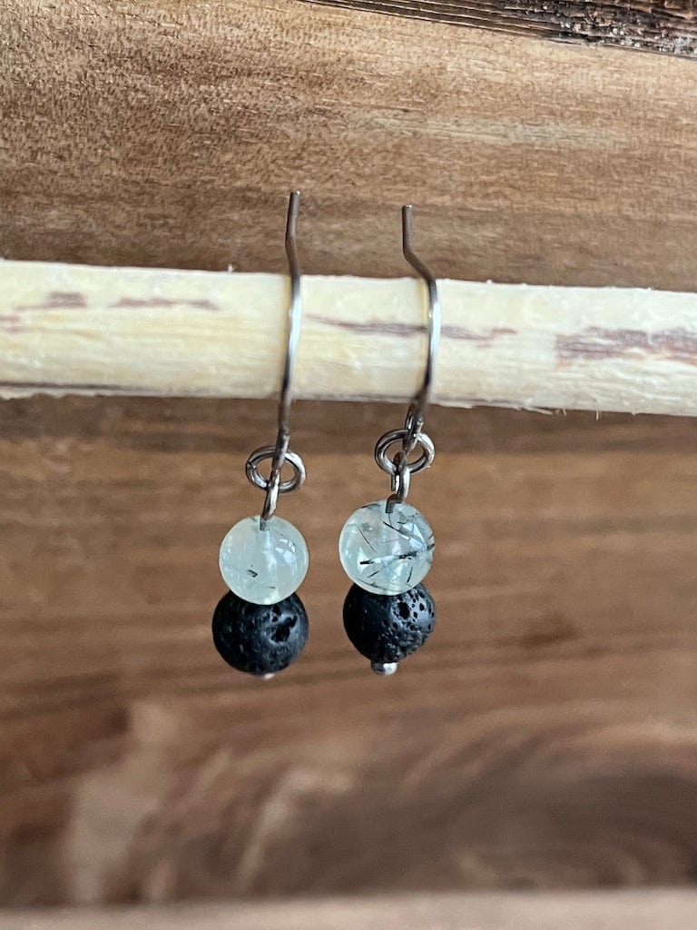 LJ Turtle Aromatherapy & Accessories Earrings Inner Peace | Prehnite & Lava Stone Aromatherapy Diffuser Earrings