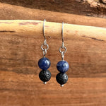 Load image into Gallery viewer, LJ Turtle Aromatherapy &amp; Accessories Earrings Intuition | Sodalite &amp; Lava Stone Aromatherapy Diffuser Earrings
