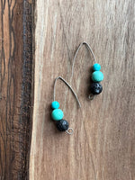 Load image into Gallery viewer, LJ Turtle Aromatherapy &amp; Accessories Earrings Self-Forgiveness | Turquoise &amp; Lava Stone Essential Oil Diffuser Earrings

