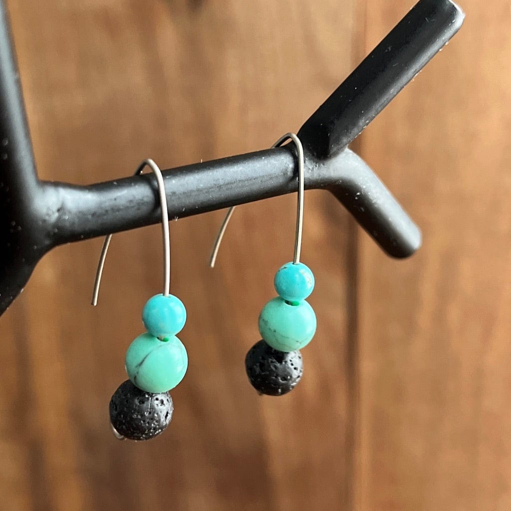 LJ Turtle Aromatherapy & Accessories Earrings Self-Forgiveness | Turquoise & Lava Stone Essential Oil Diffuser Earrings
