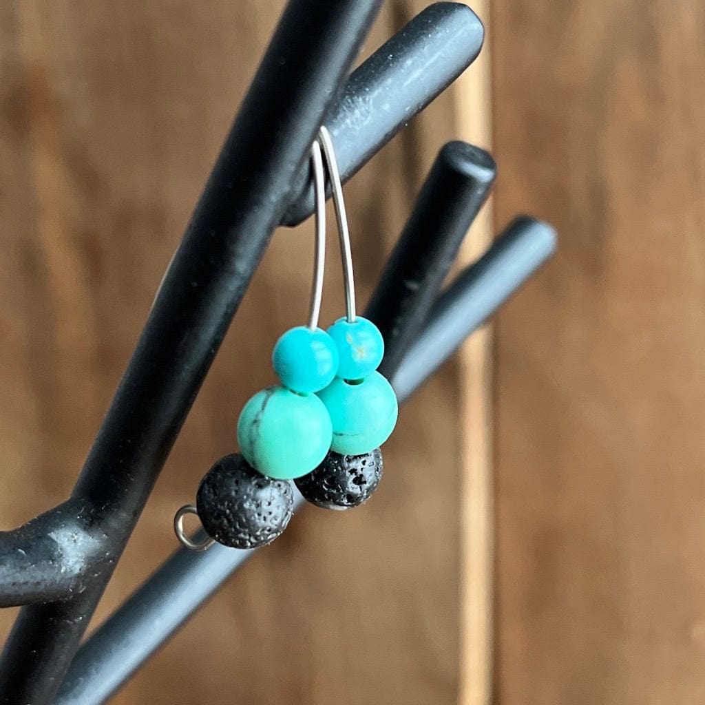 LJ Turtle Aromatherapy & Accessories Earrings Self-Forgiveness | Turquoise & Lava Stone Essential Oil Diffuser Earrings
