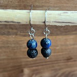 Load image into Gallery viewer, LJ Turtle Aromatherapy &amp; Accessories Earrings Spiritual Wisdom | Lapis Lazuli &amp; Lava Stone Aromatherapy Diffuser Earrings
