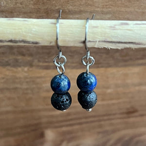 LJ Turtle Aromatherapy & Accessories Earrings Spiritual Wisdom | Lapis Lazuli & Lava Stone Aromatherapy Diffuser Earrings