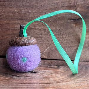 LJ Turtle Aromatherapy & Accessories Lavender with green polka dots Spring Mitigomin | Special Edition | Cycle of Ceremonies Fundraiser | Felted Diffuser Acorns