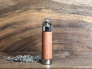 LJ Turtle Aromatherapy & Accessories Light Brown Wood Cylinder | Stainless Steel