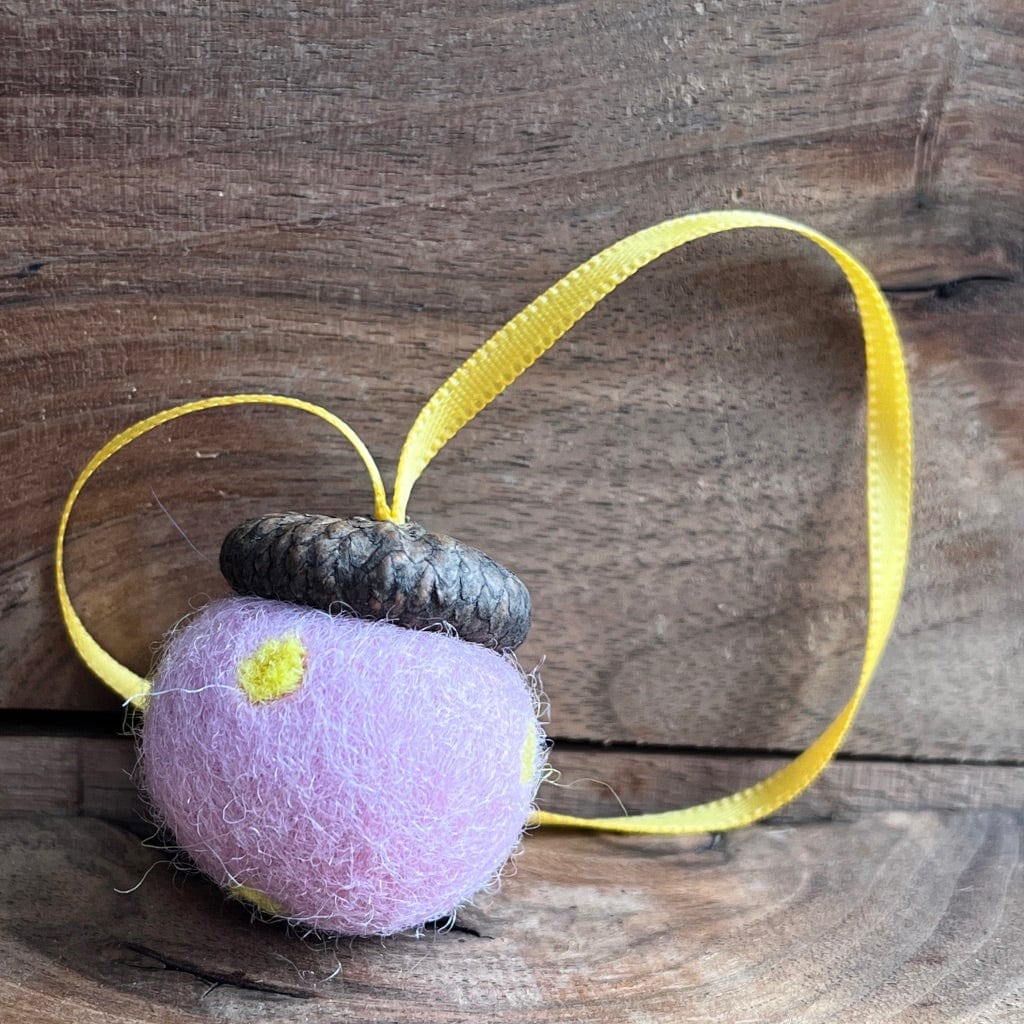 LJ Turtle Aromatherapy & Accessories Lilac with yellow polka dots Spring Mitigomin | Special Edition | Cycle of Ceremonies Fundraiser | Felted Diffuser Acorns