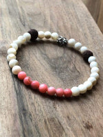 Load image into Gallery viewer, LJ Turtle Aromatherapy &amp; Accessories Medium Joy &amp; Enthusiasm | Peach &amp; White Shell Beads with Brown Lava Stones
