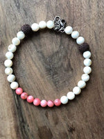 Load image into Gallery viewer, LJ Turtle Aromatherapy &amp; Accessories Medium Joy &amp; Enthusiasm | Peach &amp; White Shell Beads with Brown Lava Stones
