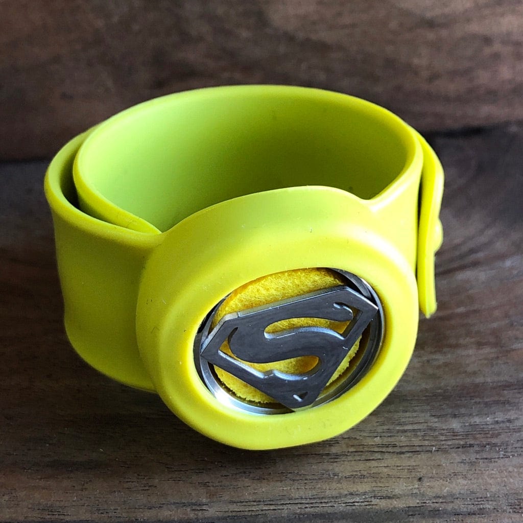 LJ Turtle Aromatherapy & Accessories One-Size Steel Superman Locket | Yellow Silicone & Lava Stone