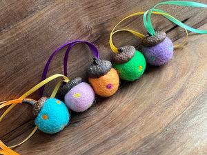 LJ Turtle Aromatherapy & Accessories Set of 5 limited edition acorns | $50 Spring Mitigomin | Special Edition | Cycle of Ceremonies Fundraiser | Felted Diffuser Acorns