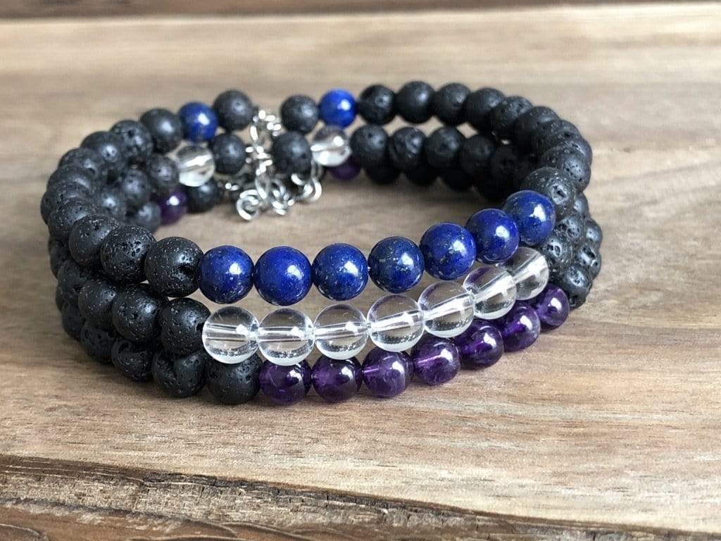 LJ Turtle Aromatherapy & Accessories Special | Lapis Lazuli | Clear Quartz | Amethyst & Lava Stone Stack