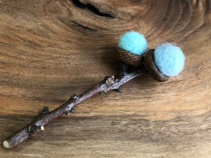 LJ Turtle Aromatherapy Acorn Stem | Felted | Baby Blue & Turquoise