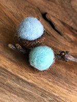 Load image into Gallery viewer, LJ Turtle Aromatherapy Acorn Stem | Felted | Baby Blue &amp; Turquoise

