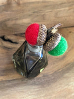Load image into Gallery viewer, LJ Turtle Aromatherapy Acorn Stem | Felted | Green &amp; Red
